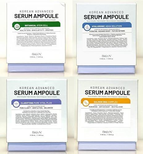 BRÜUN Advance Microneedling Korean Serum - Set mit 4 verschiedenen Booster-Ampullen für Gesicht und Körper (AC + SC + SD + HY Control Serums) – Verwendung mit oder ohne Dr. Pen