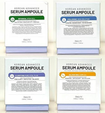 BRÜUN Advance Microneedling Korean Serum - Set mit 4 verschiedenen Booster-Ampullen für Gesicht und Körper (AC + SC + SD + HY Control Serums) – Verwendung mit oder ohne Dr. Pen