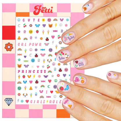 xo, Fetti Kinder Nagelaufkleber - 816 Motive | Geburtstagsgeschenk, DIY Aktivität, Mädchen, Nageltransfer, Prinzessin, Girl Power, Ostern