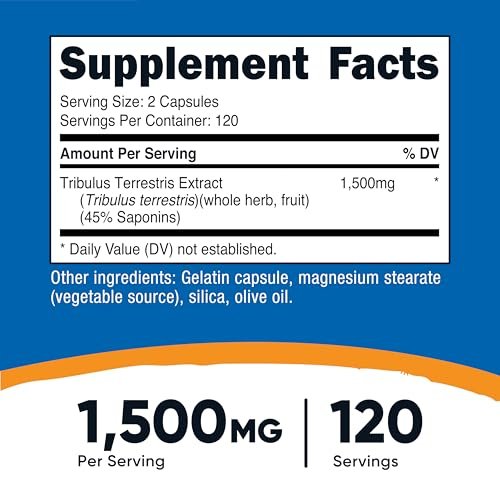 Nutricost Tribulus Terrestris Extrakt 1500mg, 240 Kapseln - 45% Saponine, 120 Portionen, Non-GMO, Glutenfrei