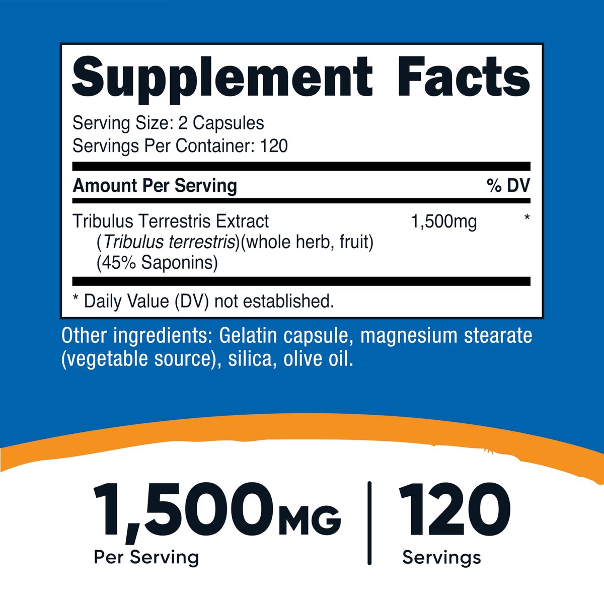 Nutricost Tribulus Terrestris Extrakt 1500mg, 240 Kapseln - 45% Saponine, 120 Portionen, Non-GMO, Glutenfrei
