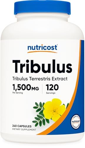 Nutricost Tribulus Terrestris Extrakt 1500mg, 240 Kapseln - 45% Saponine, 120 Portionen, Non-GMO, Glutenfrei