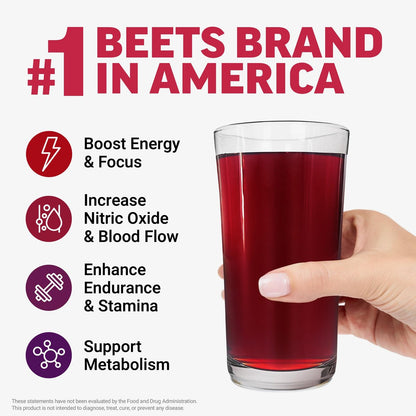 Force Factor Total Beets Energy Drink Mix – Rote-Bete-Pulver mit Nitraten für mehr Energie, Durchblutung und Ausdauer – Herzgesundheit – 30 Portionen