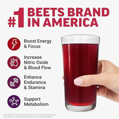 Force Factor Total Beets Energy Drink Mix – Rote-Bete-Pulver mit Nitraten für mehr Energie, Durchblutung und Ausdauer – Herzgesundheit – 30 Portionen