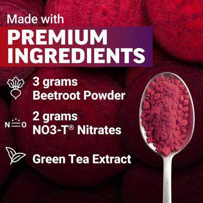 Force Factor Total Beets Energy Drink Mix – Rote-Bete-Pulver mit Nitraten für mehr Energie, Durchblutung und Ausdauer – Herzgesundheit – 30 Portionen