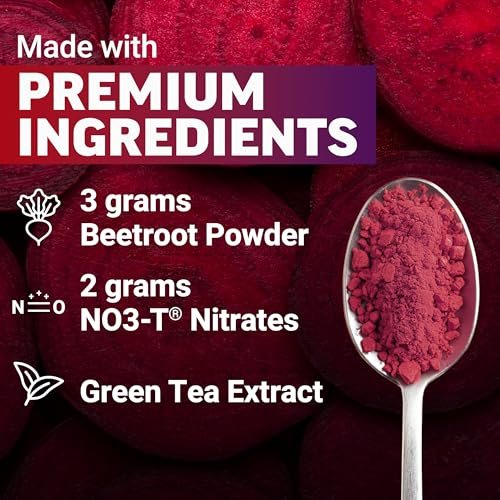 Force Factor Total Beets Energy Drink Mix – Rote-Bete-Pulver mit Nitraten für mehr Energie, Durchblutung und Ausdauer – Herzgesundheit – 30 Portionen