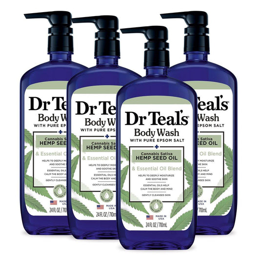 Dr Teal's Duschgel mit reinem Bittersalz und Hanfsamenöl, Cannabis Sativa, 24 fl oz (4er-Pack)