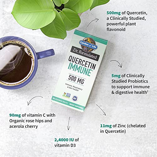 Garden of Life Quercetin Täglich – Immunsystem-Unterstützung mit Vitamin C, D & Probiotika – Dr. Formuliert – 30 Tabletten