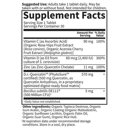 Garden of Life Quercetin Täglich – Immunsystem-Unterstützung mit Vitamin C, D & Probiotika – Dr. Formuliert – 30 Tabletten