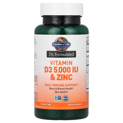 Garden of Life Dr. Formulated Vitamin D3 & Zink Quercetin Tagesergänzung – Immununterstützung & Brustgesundheit, Non-GMO, Glutenfrei, 30 kleine Tabletten