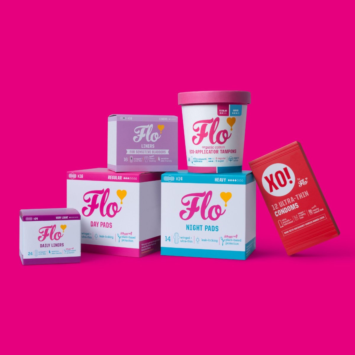 Flo - Day Menstrual Pads (16er Pack) - Bio-Bambus Periodenbinden für Frauen - Regelmäßiger Fluss - Leckverschluss - Mit Flügeln, ultradünn - Saugfähig, weich & atmungsaktiv - Auf Pflanzenbasis – Vegan, tierversuchsfrei