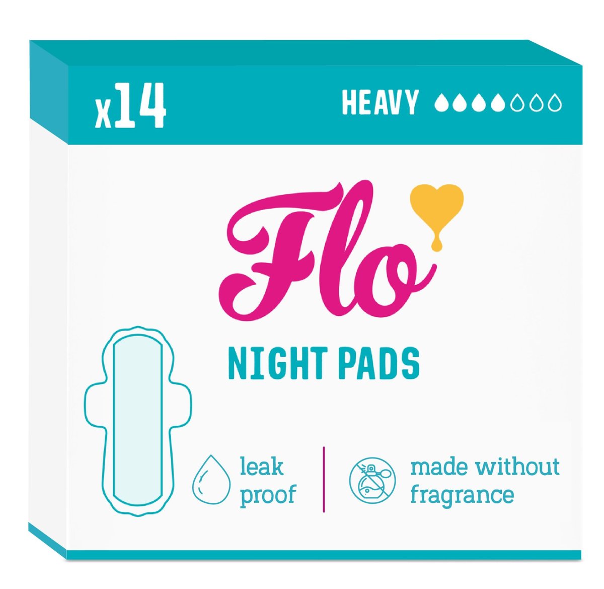 Flo - Nachtslipeinlagen (14 Stück) - Bio-Bambus Periodeneinlagen für Frauen - Starke Menstruation - Auslaufschutz - Mit Flügeln, ultradünn - Saugfähig, weich & atmungsaktiv - Pflanzlich – Vegan, tierversuchsfrei