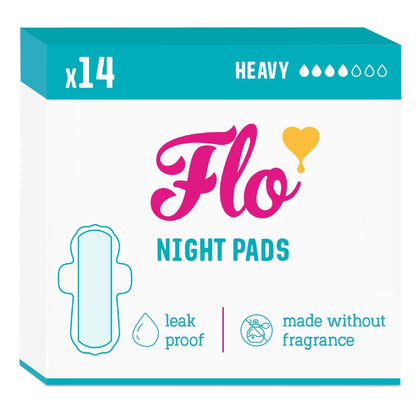 Flo - Nachtslipeinlagen (14 Stück) - Bio-Bambus Periodeneinlagen für Frauen - Starke Menstruation - Auslaufschutz - Mit Flügeln, ultradünn - Saugfähig, weich & atmungsaktiv - Pflanzlich – Vegan, tierversuchsfrei