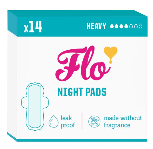 Flo - Nachtslipeinlagen (14 Stück) - Bio-Bambus Periodeneinlagen für Frauen - Starke Menstruation - Auslaufschutz - Mit Flügeln, ultradünn - Saugfähig, weich & atmungsaktiv - Pflanzlich – Vegan, tierversuchsfrei