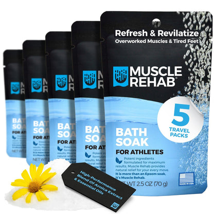 Muscle Rehab Epsom Salzbad mit Arnika und Magnesium – 5 Reise-Päckchen für Muskelentspannung und aktive Erholung