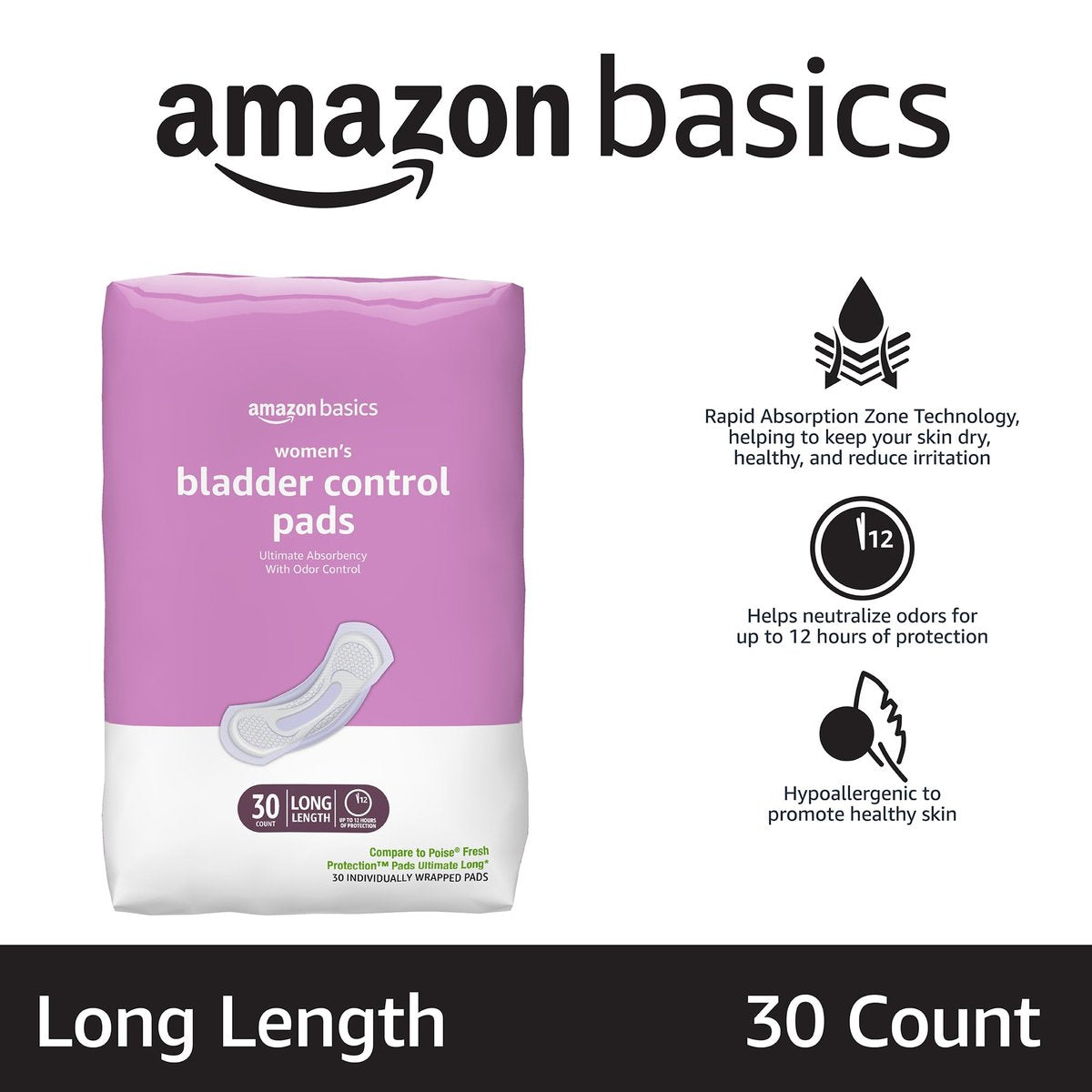 Inkontinenz-Einlagen für Damen, Lang, Postpartum, Blasenkontrolle, Ultimative Saugfähigkeit, Frischeschutz, Duftneutral, 30 Stück