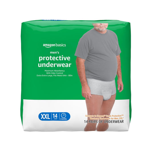 Maximale Saugfähigkeit Inkontinenzunterwäsche für Männer mit Auslaufschutz, 2X-Large, 14 Stück