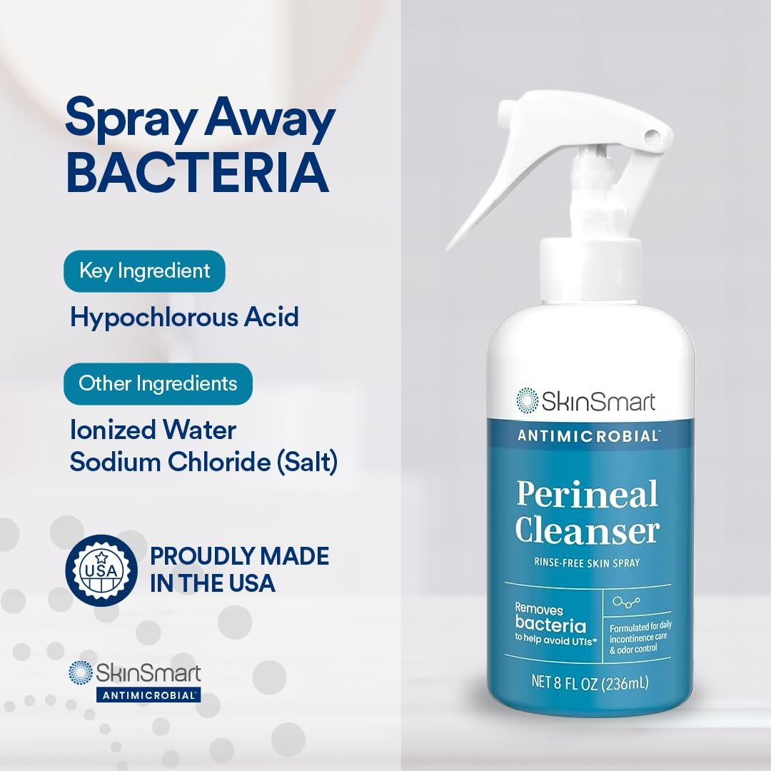 SkinSmart Antimicrobial Reinigungsspray für die Intimhygiene – 237 ml, ideal für Inkontinenzpflege und Wochenbett, entfernt Bakterien