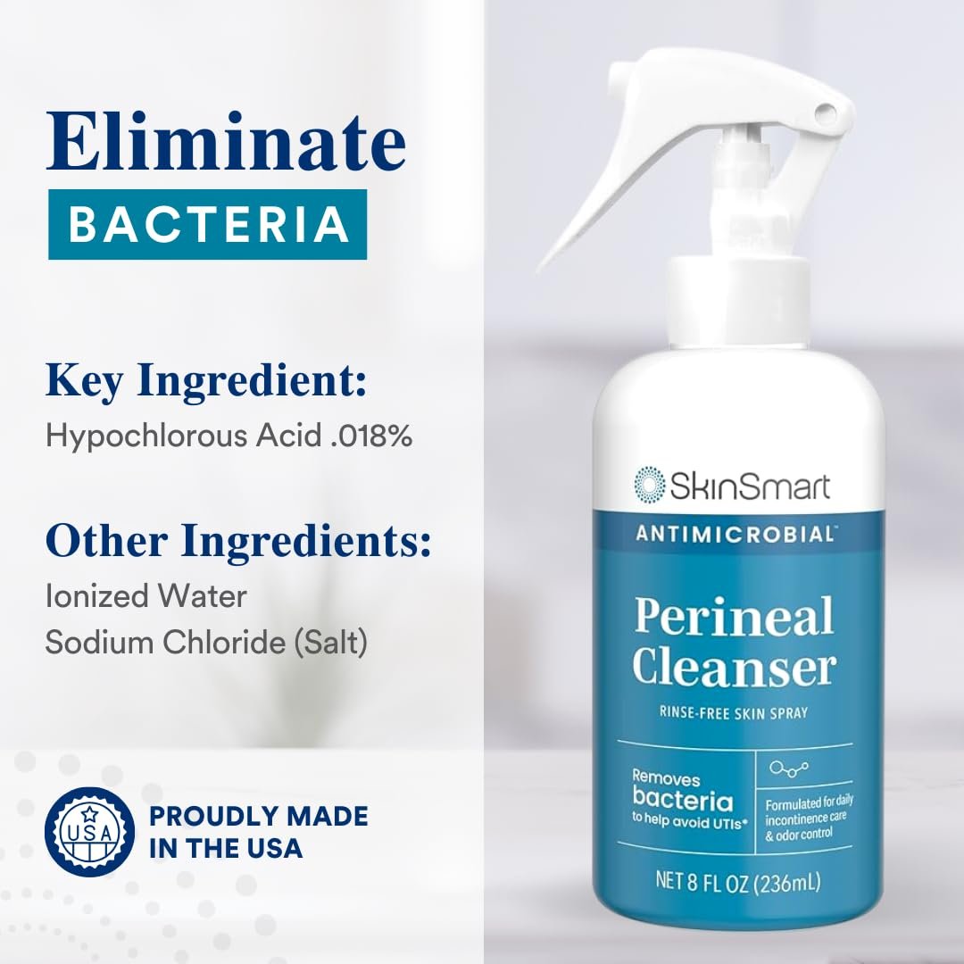 SkinSmart Antimicrobial Reinigungsspray für die Intimhygiene – 237 ml, ideal für Inkontinenzpflege und Wochenbett, entfernt Bakterien