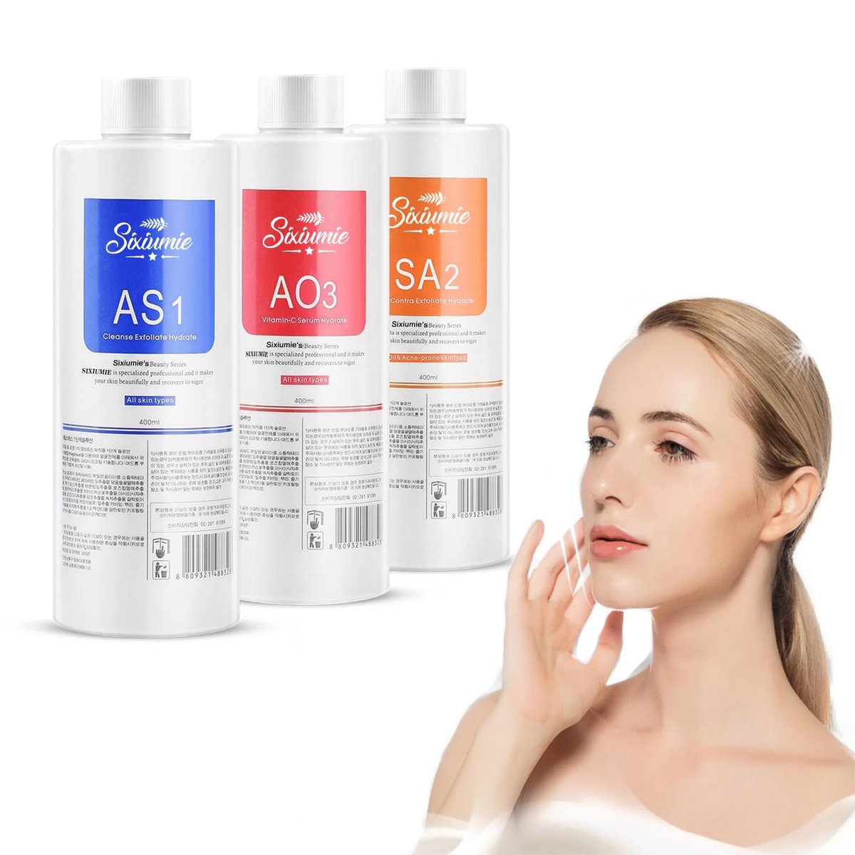Marfort AS1 SA2 AO3 Aqua Peeling Lösung Kombination mit Salon-Speziallösungen Hautpflege Aqua Peeling Serum Maschine 400ml (3er-Pack Flaschen)