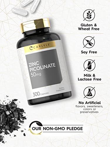 Carlyle Zink-Picolinat 50 mg Kapseln | 300 Stück | Nicht-GVO & Glutenfrei