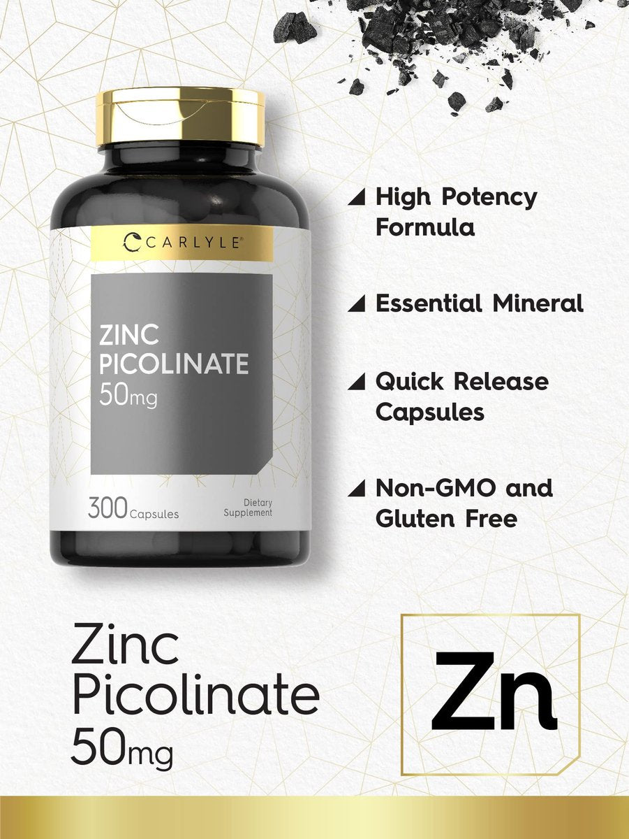 Carlyle Zink-Picolinat 50 mg Kapseln | 300 Stück | Nicht-GVO & Glutenfrei