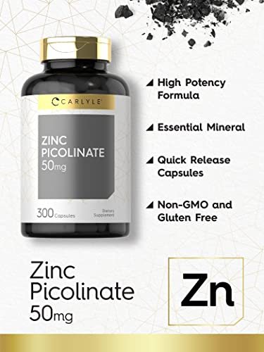 Carlyle Zink-Picolinat 50 mg Kapseln | 300 Stück | Nicht-GVO & Glutenfrei