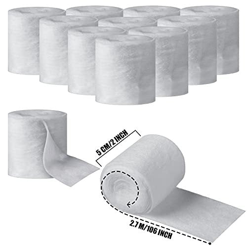 Nuanchu 12 Rollen Medizinische Baumwoll-Gips-Polsterrolle, einzeln verpackt, weicher Mullwickelverband, Unterguss-Polsterwickel, für Halloween-Verbandkunst, Körpergips, Maskenherstellung (5 cm x 2,7 m)