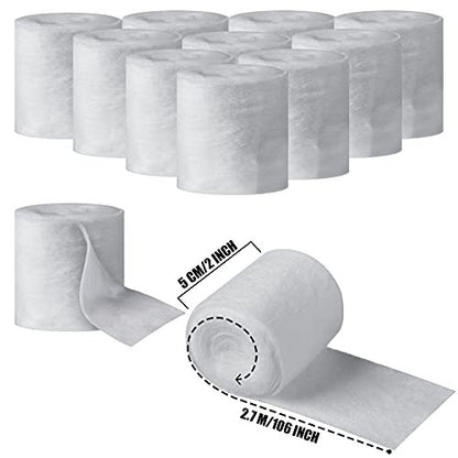 Nuanchu 12 Rollen Medizinische Baumwoll-Gips-Polsterrolle, einzeln verpackt, weicher Mullwickelverband, Unterguss-Polsterwickel, für Halloween-Verbandkunst, Körpergips, Maskenherstellung (5 cm x 2,7 m)