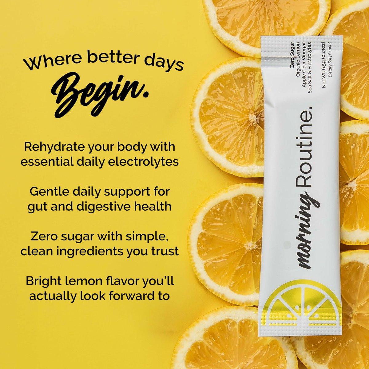 ROUTINE Morning Daily Hydration | Elektrolyt-Pulver-Päckchen | Zitrone, Apfelessig & Meersalz | Zuckerfrei, Keto & Paleo | 3. Partei getestet, 5 Sticks