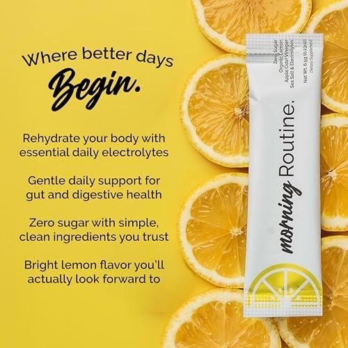 ROUTINE Morning Daily Hydration | Elektrolyt-Pulver-Päckchen | Zitrone, Apfelessig & Meersalz | Zuckerfrei, Keto & Paleo | 3. Partei getestet, 5 Sticks