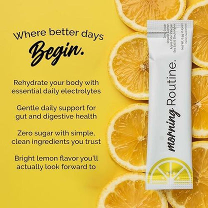 ROUTINE Morning Daily Hydration | Elektrolyt-Pulver-Päckchen | Zitrone, Apfelessig & Meersalz | Zuckerfrei, Keto & Paleo | 3. Partei getestet, 5 Sticks
