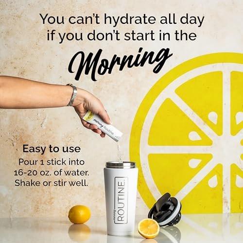 ROUTINE Morning Daily Hydration | Elektrolyt-Pulver-Päckchen | Zitrone, Apfelessig & Meersalz | Zuckerfrei, Keto & Paleo | 3. Partei getestet, 5 Sticks