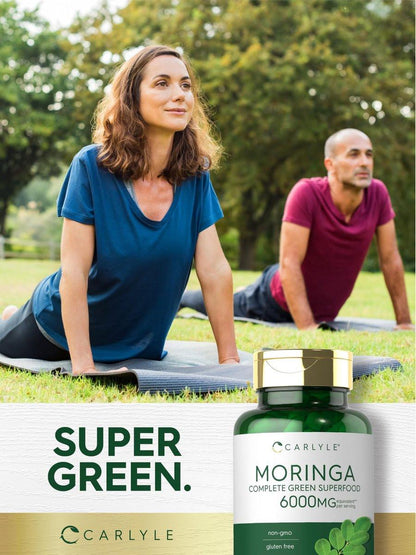 Carlyle Moringa Oleifera Kapseln | 180 Kapseln | Komplettes grünes Superfood für Frauen und Männer | aus Moringa-Blattpulver | Non-GMO und Glutenfrei