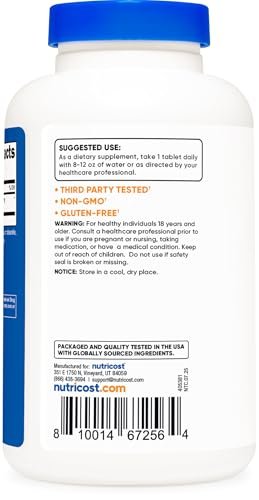 Nutricost L-Lysin 1000mg, 120 Tabletten – Glutenfrei, Nicht-GVO, Vegetariergeeignet