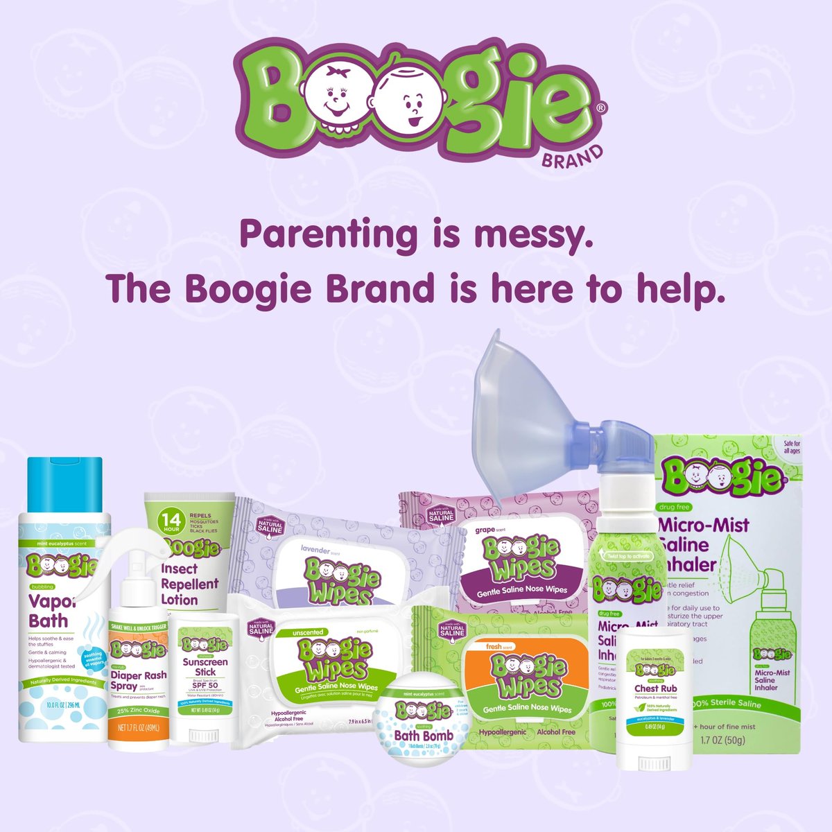 Boogie Antibakterielle Handtücher ohne Alkohol, hypoallergen mit feuchtigkeitsspendender Aloe, für Kinder und Erwachsene - 30 Tücher (2er-Pack)