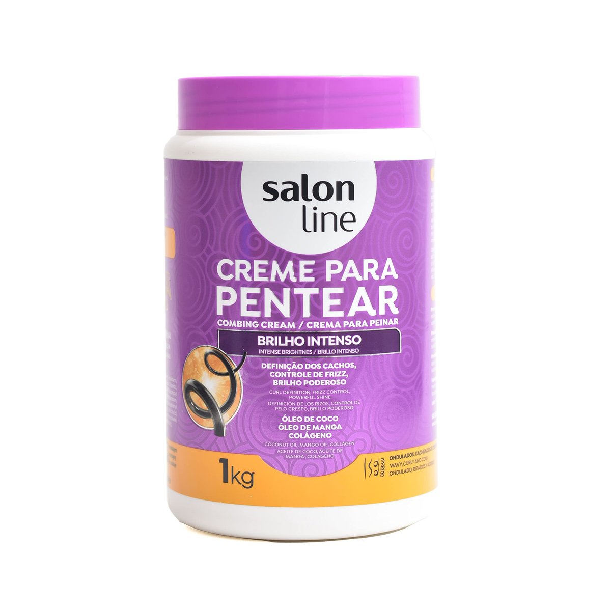 SalonLine Intensive Shine+Frizz Reduction Combing Cream 1kg (35,2 oz) – Definition für alle Locken- und Haartypen (Kokosöl, Mangobutter, Kollagen)