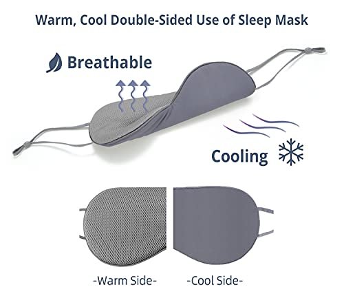 BATHRINS Schlafmaske 2er-Pack: Kühlende & Wärmende Doppelseitige Augenmaske, Superweiches Seidenblindfold mit Verstellbarem Riemen, Lichtblockierende Schlafmaske für Reisen, Meditation & Nickerchen