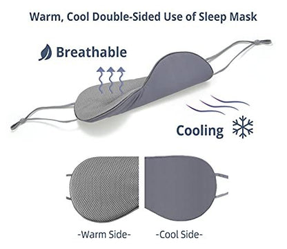 BATHRINS Schlafmaske 2er-Pack: Kühlende & Wärmende Doppelseitige Augenmaske, Superweiches Seidenblindfold mit Verstellbarem Riemen, Lichtblockierende Schlafmaske für Reisen, Meditation & Nickerchen