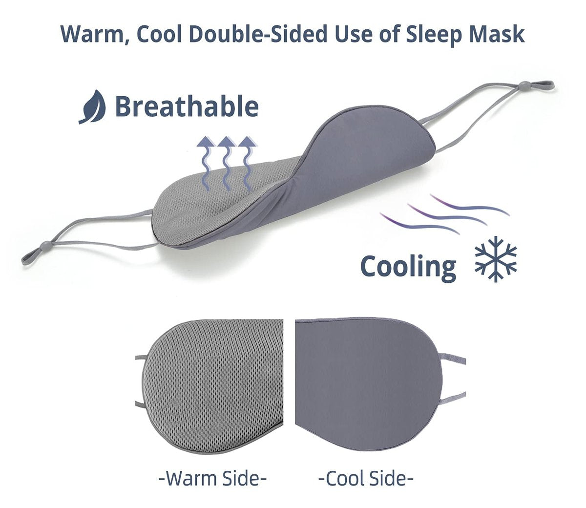 BATHRINS Schlafmaske 2er-Pack: Kühlende & Wärmende Doppelseitige Augenmaske, Superweiches Seidenblindfold mit Verstellbarem Riemen, Lichtblockierende Schlafmaske für Reisen, Meditation & Nickerchen