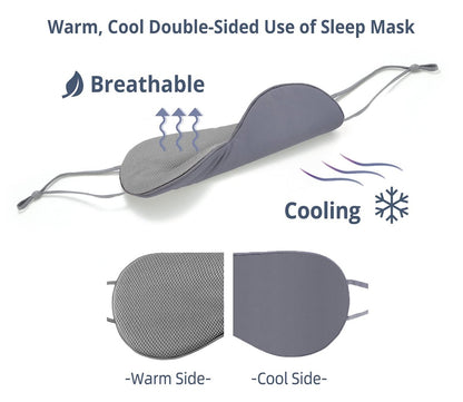 BATHRINS Schlafmaske 2er-Pack: Kühlende & Wärmende Doppelseitige Augenmaske, Superweiches Seidenblindfold mit Verstellbarem Riemen, Lichtblockierende Schlafmaske für Reisen, Meditation & Nickerchen