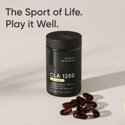 Sports Research CLA 1250 mg – Aktive Konjugierte Linolsäure für Männer und Frauen | Non-GMO, Soja- & Glutenfrei – 95% Reinheit (90 Weichkapseln)