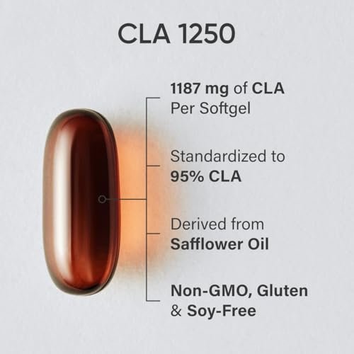 Sports Research CLA 1250 mg – Aktive Konjugierte Linolsäure für Männer und Frauen | Non-GMO, Soja- & Glutenfrei – 95% Reinheit (90 Weichkapseln)