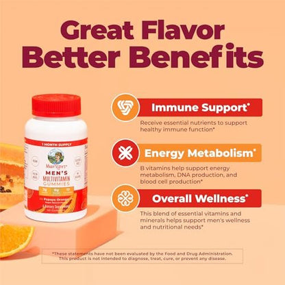 MARYRUTH'S Multivitamin Gummies für Männer | Vitamin A, C, D, E, B6, B12, Biotin, Zink | Energie-Stoffwechsel | Immunsystem | Knochengesundheit | Zelluläre Gesundheit | Vegan | Ohne Gentechnik | Gluten- & zuckerfrei | 60 Stück