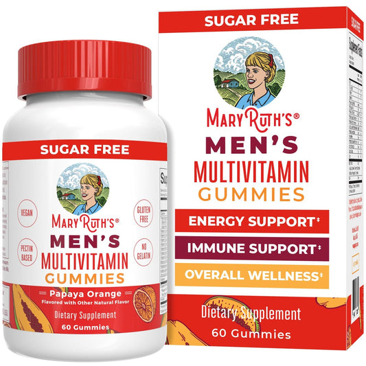MARYRUTH'S Multivitamin Gummies für Männer | Vitamin A, C, D, E, B6, B12, Biotin, Zink | Energie-Stoffwechsel | Immunsystem | Knochengesundheit | Zelluläre Gesundheit | Vegan | Ohne Gentechnik | Gluten- & zuckerfrei | 60 Stück