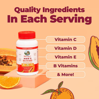 MARYRUTH'S Multivitamin Gummies für Männer | Vitamin A, C, D, E, B6, B12, Biotin, Zink | Energie-Stoffwechsel | Immunsystem | Knochengesundheit | Zelluläre Gesundheit | Vegan | Ohne Gentechnik | Gluten- & zuckerfrei | 60 Stück
