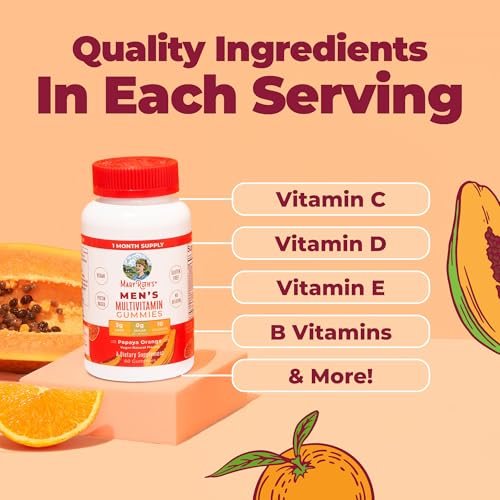 MARYRUTH'S Multivitamin Gummies für Männer | Vitamin A, C, D, E, B6, B12, Biotin, Zink | Energie-Stoffwechsel | Immunsystem | Knochengesundheit | Zelluläre Gesundheit | Vegan | Ohne Gentechnik | Gluten- & zuckerfrei | 60 Stück