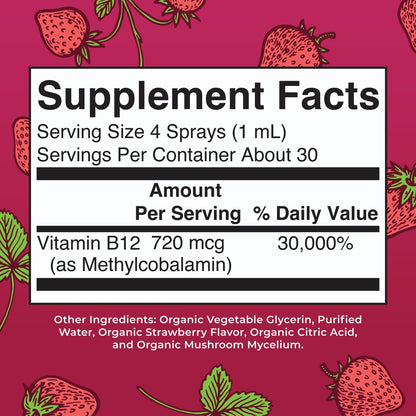 MARYRUTH'S Vitamin B12 Liquid Spray | Vegan, Non-GMO, Glutenfrei | USDA Bio-Ergänzung | Energie- und Nervensystemunterstützung | B12 Vitamine für Frauen & Männer | 720 mcg | 30 ml