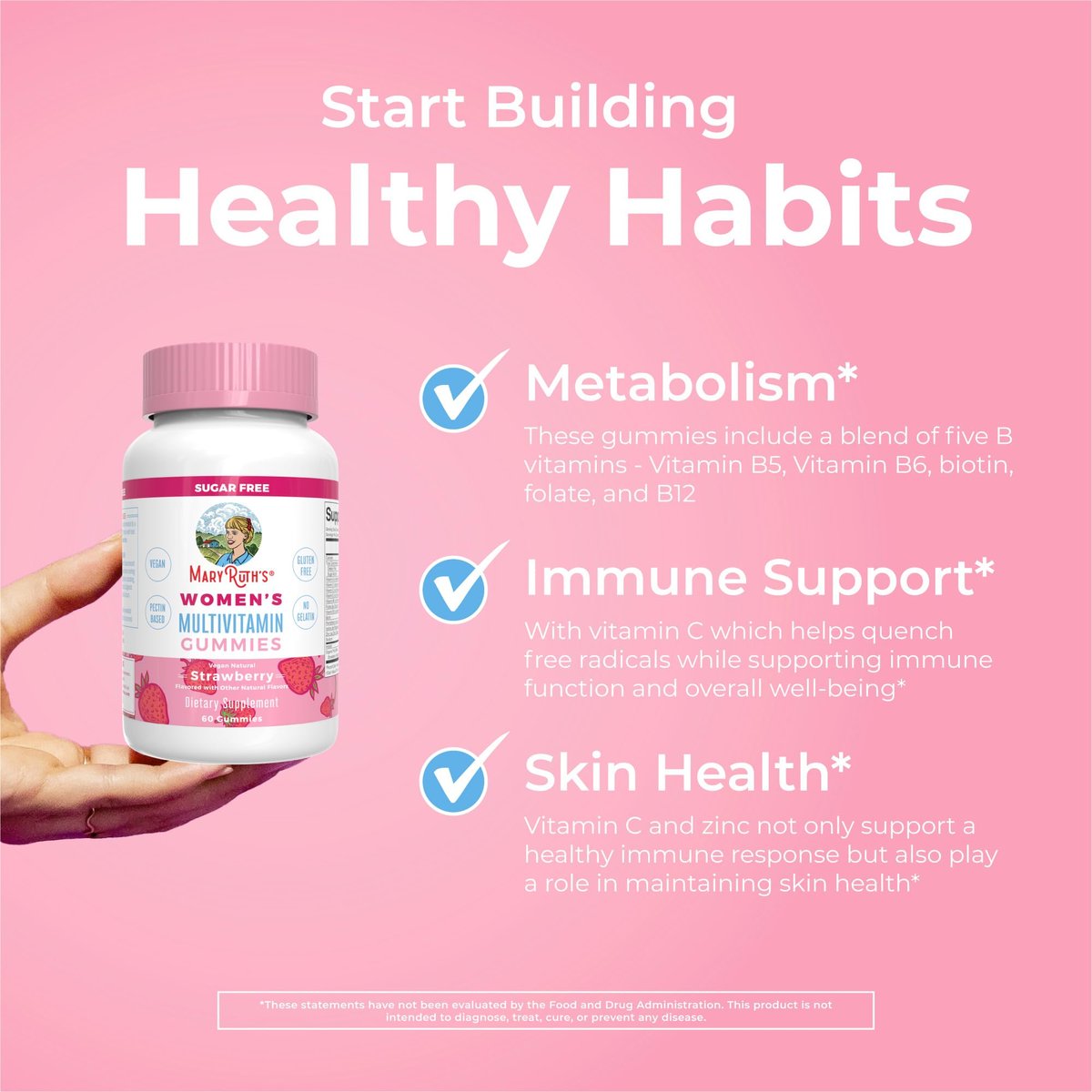 MaryRuth Organics Immun-Unterstützung Multivitamin Gummis für Frauen | Zuckerfrei | Vegan | 60 Stück