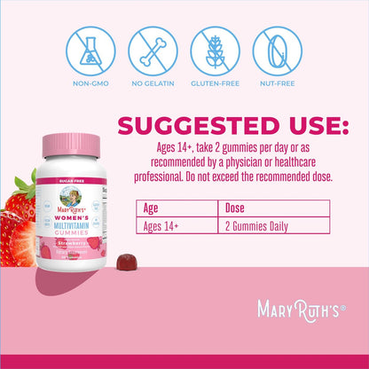 MaryRuth Organics Immun-Unterstützung Multivitamin Gummis für Frauen | Zuckerfrei | Vegan | 60 Stück